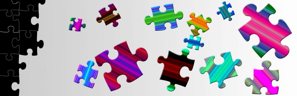 Puzzle pieces collecting on the left side of the screen.