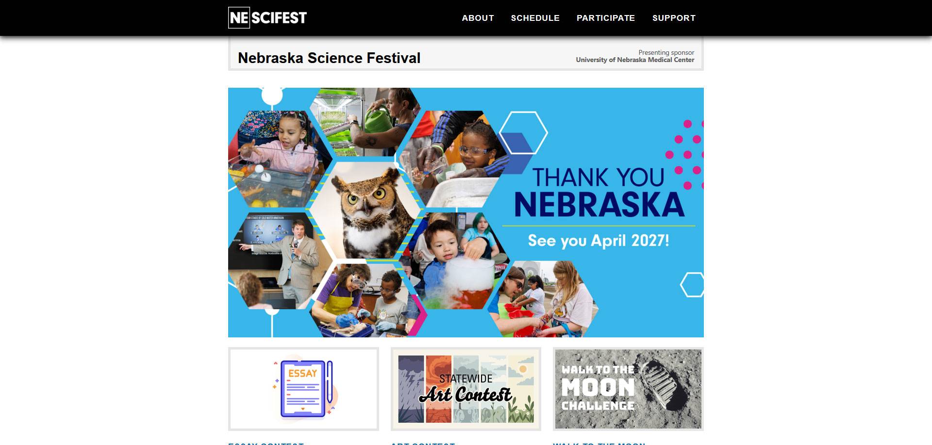 Screenshot of the Nebraska Science Festival site